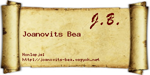 Joanovits Bea névjegykártya